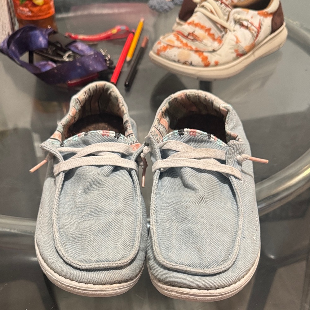 Hey Dude Kids Light Blue Moccasins